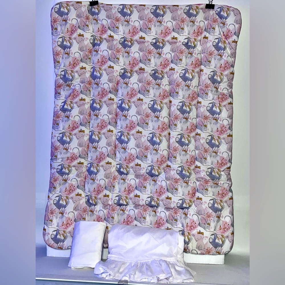 Carousel 3 piece baby crib bedding set bunny kitten